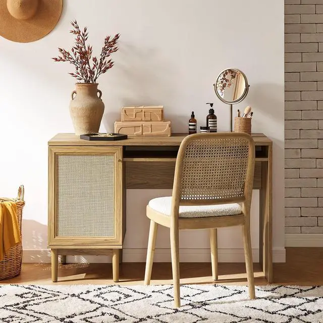mopio Haylee Farmhouse Rattan Study Desk - Thumbnail 2