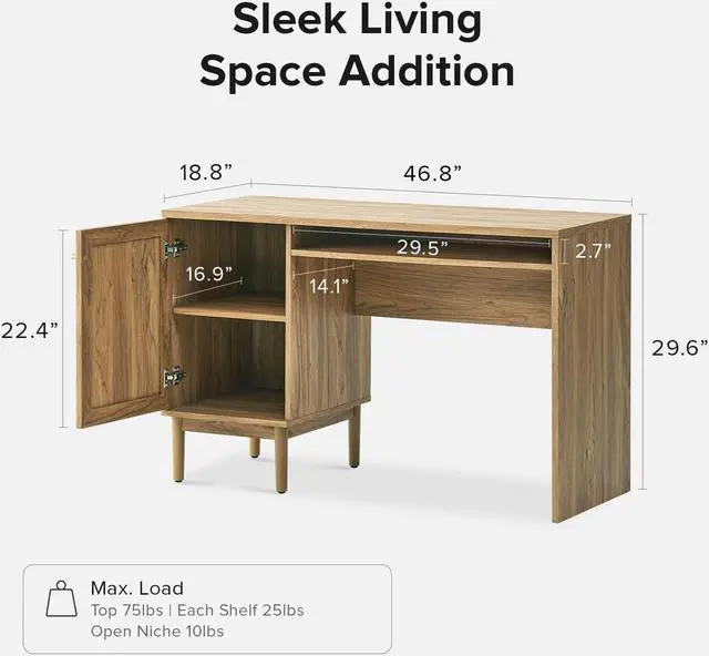 mopio Haylee Farmhouse Rattan Study Desk - Thumbnail 4